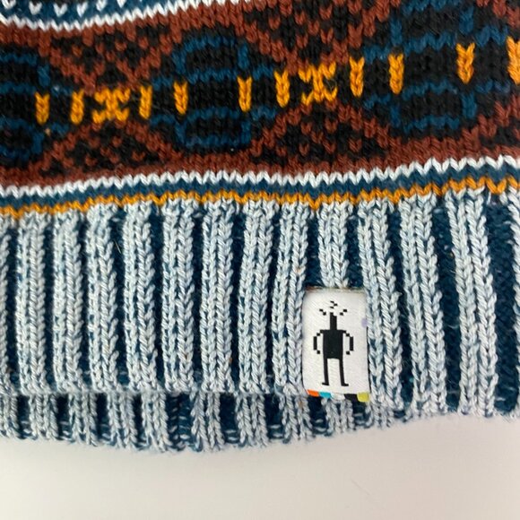 Smartwool Beanie Hat Chair Lift Women's One Size Winter Pom Pom Turquoise gold - Picture 2 of 8